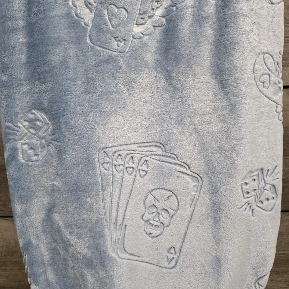 Ed Hardy Blue Embrosed Throw Blanket